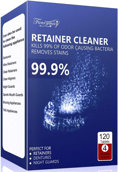 Retainer Cleaning Tablets 120 Tablets - 4 Months Supply, Mouth Guard Cleaner, Remove Stains and Bad Odor, Prevent Brace Discoloration, Mint Flavor...