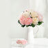 SnailGarden 12 Head Artificial Peony Flowers , 3 Colors, Silk Peony Pink with 2Pcs Satin Ribbon and 1Pcs Greeting Card, Peonies Bouquet for Weddin...