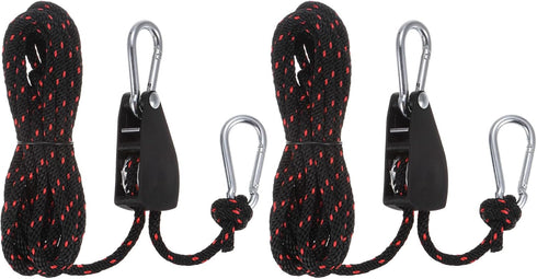 uxcell 2pcs 1/4" (6mm) Adjustable Ratchet Rope Hanger with Metal Gears 11.8ft (3.6meter) Strap, Ratcheting Pulley System Bungee Cord for Hanging P...