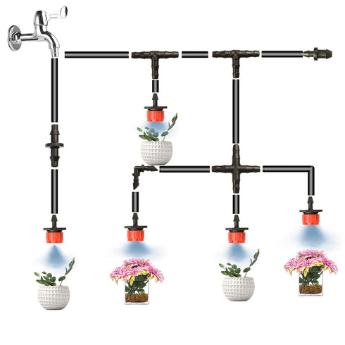 320 Pcs Drip Irrigation Fittings Kits for 1/4" Tubing, Drip Irrigation Barbed Connectors, Drip Line Connectors for Drip Systems(4-Way Coupling, Te...