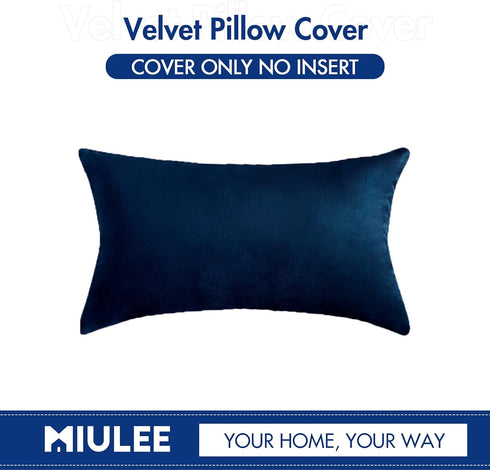 MIULEE Velvet Pillow Cover Soft Luxury Decorative Throw Pillow Cover Single Rectangle Cushion Case for Couch Sofa Bedroom Car Decor,12x20 Inch Dar...