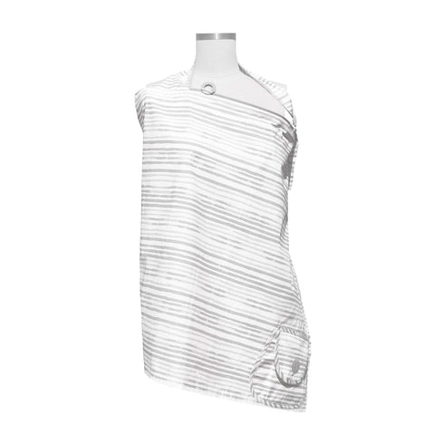 Boppy Nursing Cover for Breastfeeding, Gray Watercolor Stripes, Apron Style with Storage Pocket, Rigid Neckline to See Baby While Feeding, and Bre...