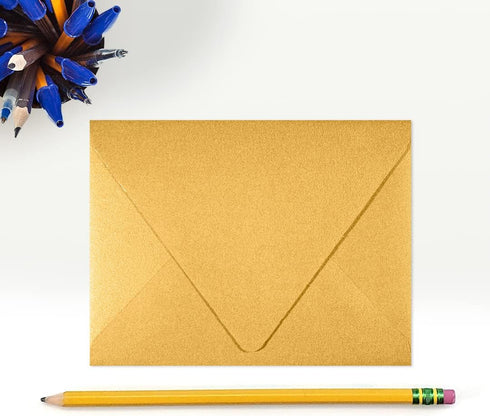 LUXPaper A2 Contour Flap Invitation Envelopes | 4 3/8" x 5 3/4" | Gold Metallic | 80lb. Text | 50 Qty...
