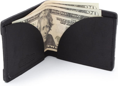Front Pocket Slim Bifold Wallet for Men | Made in USA | Premium Full Grain Leather Men’s Wallet with Minimalist Design | Midnight Black...