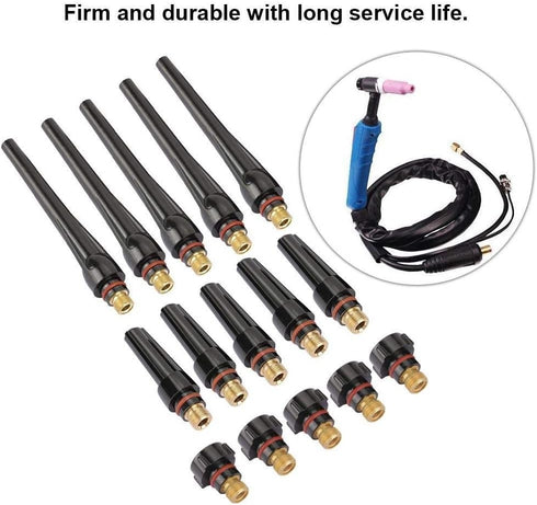 Tig Welding Back Caps,17 Back Cap Tig,15Pcs 57Y02(Long) 57Y03(Medium) 57Y04(Short) Back Caps for TIg Welding Torch WP-17/18/26...