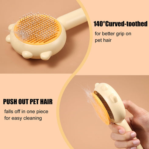 Magic Pet Comb, Pet Grooming Brush with Release Button Pet Hair Cleaner Brush Cat Shedding Brush Pet Massage Comb for Cats Dogs Removes Tangled Ha...