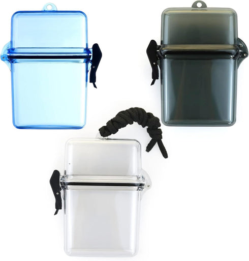 Sport Waterproof Case ID Card Badge Holder Floating Sports Case Heavy Duty Durable Locker Dry Box(Clear, Gray, Blue 3Pcs)......