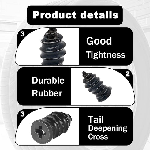 40Pcs Tire Repair Rubber Nail, Rubber Screw Tire Plugs Self-Service Vacuum Tire Repair Nail Kit Tires Quick Puncture Repair Tools for Auto Truck, ...
