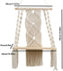 Macrame Wall Hanging Plant Decor Shelf Indoor Outdoor Floating Wood shelve Decorative Hand Made Rope Boho Shelving for Plants...
