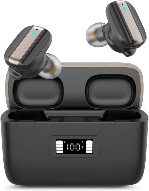 Bluetooth Earbuds 5.0 Wireless Earbuds CVC8.0 Noise Cancelling with Wireless Charging Case, IPX8 Waterproof TWS Stereo Headphones in Ear Built in ...