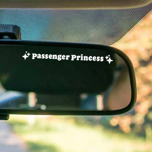 BoAn 3 Pack Passenger Princess Stickers,Rearview Mirror Decal, Vinyl Decal,Car Mirror Decal,Cute Car Sticker(White)...