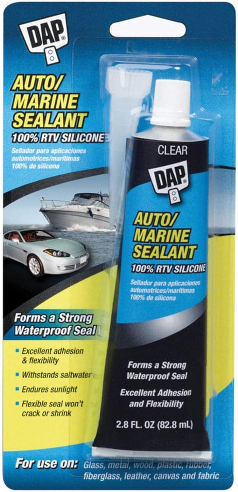 Dap 00694 2.8-Ounce Silicone Rubber Auto/Marine Sealant, Clear- Pack of 2...