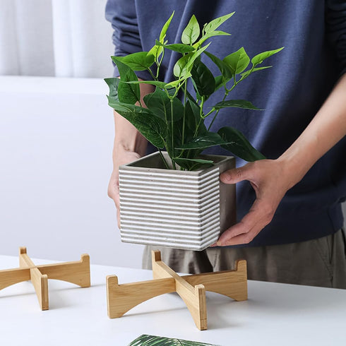 lasenersm 1 Piece Flower Display Stand Wooden Flower Pot Holder Flower Pot Display Stand Planter Stand Wooden Stool Riser Small Potted Stand Plant...