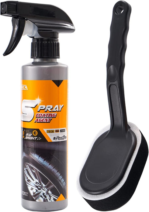 Tire Shine Spray Kit - Car Tire Coating Wax Protectant Prevent Fading - Restore & Renew Faded Tires - Non Greasy Finish No Sling Easy to Use - Ret...
