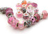 50pcs Assorted Pink Resin Imitation Glass European Large Hole Beads Rhinestone Metal Spacer Charms Bead Assortments for DIY Crafts Bracelets Neckl...