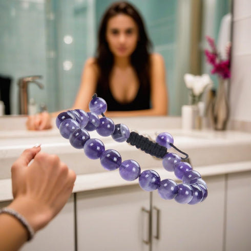 Certified Natural Amethyst Bracelet 8mm Beads - Spiritual Healing, Peace, Love...
