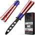GOOD WORKER Butterfly Trainer – American Patriot Balisong – Practice Butterfly Knife – Butterfly Knives NOT Real NOT Sharp Blade – USA Flag Dull T...