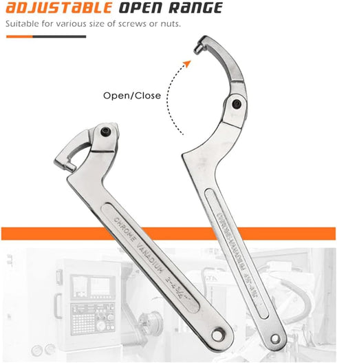 1-1/4 "-3" Coilover Spanner Wrench, Flat Head Adjustable Wrench Hook Type C Multifunctional Open-end Spanner Repair Shock Absorber Round nut Screw...