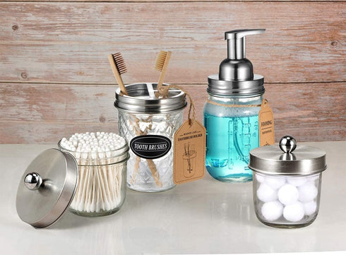 Amolliar Mason Jar Foaming Soap Dispenser Pump Lids, Rustproof Stainless Steel Lid Plastic Pump for Regular Mouth Mason Jar, Kitchen Bathroom Farm...