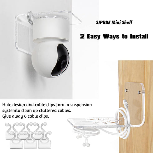 SIPRDE Acrylic Small Wall Shelf Set of 3 for Security Cameras, Speakers, Baby Monitors & More - 4'' Universal Adhesive Shelf Easy to Install No dr...