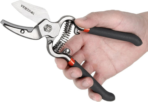 8" Sharp Bypass Pruning Shears, Heavy-duty Hand Pruners with Stainless Steel Blades, Power-lever Anvil Pruner, Tree Trimmers & Garden Clippers, Co...