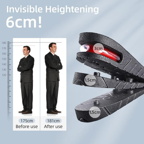 Height Increase Insole 3-Layer Air Cushion Heel Insert Lift Shoes Insole for Men and Women Invisible Elevator Adjustable Insoles...