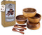 Set of 4 Small Round Acacia Wooden Bowls 2¾ Inch Diameter 1½" High With Spoons - Stackable Mixing Bowl Salad Soup Snack Dip Sauce Charcuterie Wood...