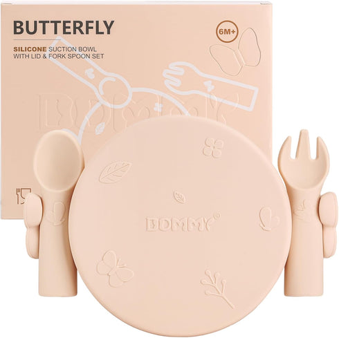 Butterfly Baby Feeding Set/Suction Bowl With Spoon&Fork|Feeding Supplies| Baby Led Weaning Supplies|Toddler Utensils|Self Feeding Eating Utensils,...