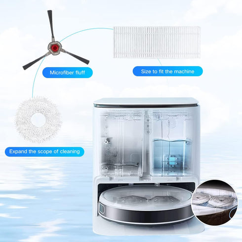 Replacement for Robot Cleaner Yeedi mop Station Accessories Parts X4 Mop X4 Side Brush X2 Filter (10)...