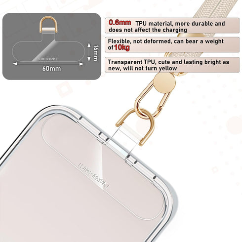 UKON Cell Phone Lanyard,Crossbody Lanyard and Wrist Strap Premium Metal Buckle Phone Charms with 2 X Phone Patch (Beige)......