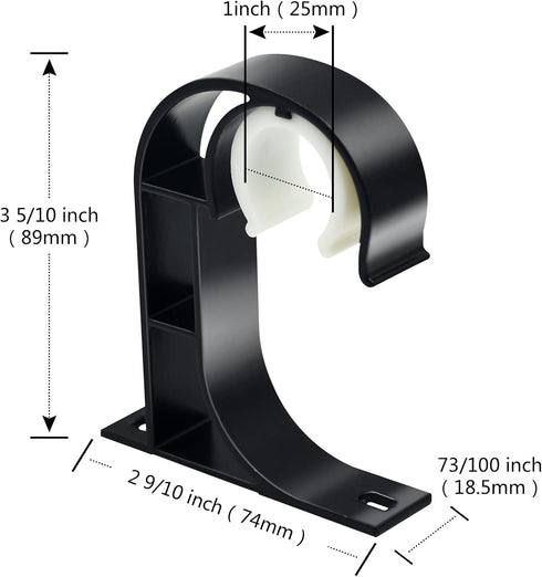 TOKPLNU Ceiling Curtain Rod Bracket, 4 Pack Heavy Duty Curtain Rods Holders, Aluminum Alloy, Black Ceiling Curtain Hooks Hangers Fit for 1 Inch Dr...