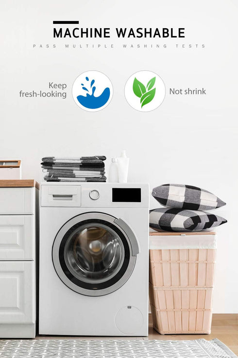 Syntus Set of 2 Buffalo Check Throw Pillow Covers Farmhouse Outdoor Plaid Square Pillow Cushion Case Black and White Polyester Linen for Christmas...