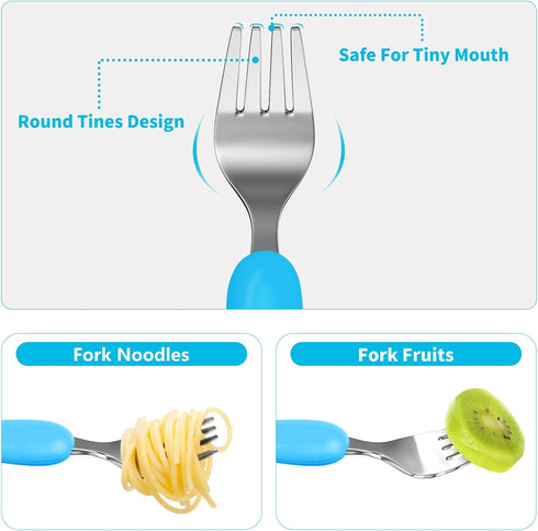 Lehoo Castle Toddler Utensils Kids Silverware, 6pcs Safety Stainless Steel Toddler Fork Spoon Knife Set, Children Flatware Set, Safety Utensils fo...