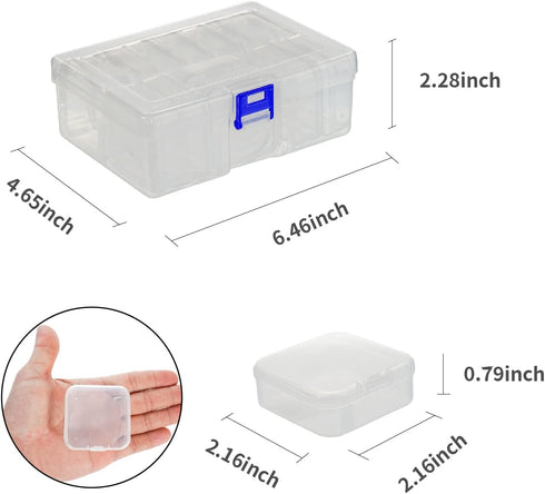 13 Pieces Small Plastic Craft 0rganizers and Storage, Transparent Box with Hinged Lid for Storage of Jewelry, Diamonds, DIY Art Craft Accessory...