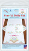 Jack Dempsey Needle Art Basket of Daisies Scarf and Doily Set......