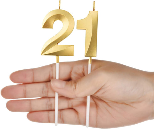Birthday Candles Numeral Candles Cake Topper Decoration for Birthday Party Wedding Anniversary Celebration Supplies(Gold,21st)...