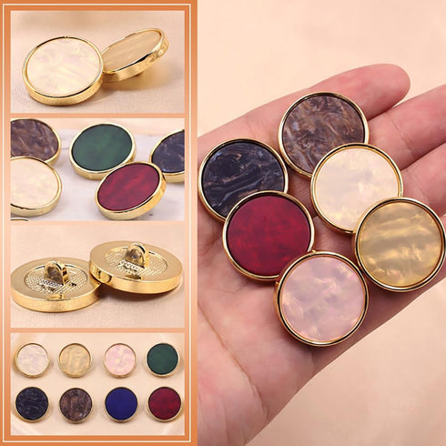 5 pcs Set of Round Shape Buttons with Feet, Featuring Unique 40 Quicksand Pattern Design,Plastic and Resin,Ideal Buttons for Crafts and Sewing Pro...