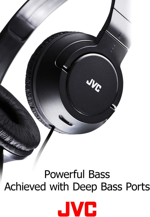 JVC Lightweight Flat Foldable On Ear Colorful Lightweight Foldable Headband with Mic, Black (HASR185B)...