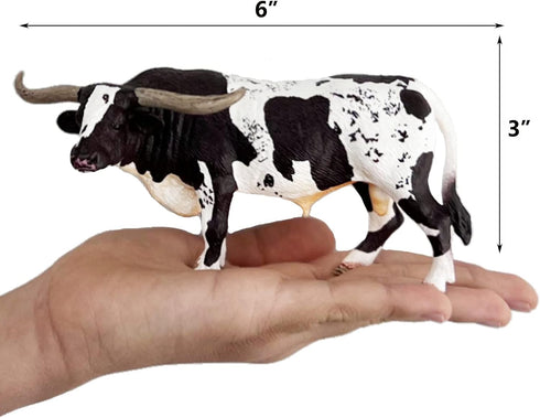 Gemini&Genius Farm Animal Toys, Longhorn Cow Action Figure, Hand Painted, 6 Inches Length, Realistic and Durable Farm Toys for Children Boys and G...