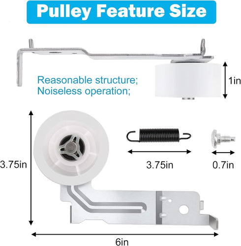 Upgraded Dryer Parts for Samsung 6602-001655 Dryer Belt, DC93-00634A Dryer Idler Pulley & DC61-01215B Tension Spring for Samsung Dryer Replacement dv45h7000ew, dv48h7400ew, dv42h5000ew, dv48j7700ew
