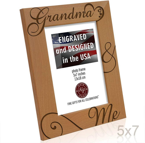 KATE POSH Grandma and Me Engraved Natural Wood Picture Frame, I Love You Grandma, Grandparent's Day, Best Grandma Ever, Grandmother Gifts, Grandma...