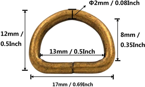 BIKICOCO Metal D-Rings Buckle, 1/2 Inch Non-Welded for Webbing Sewing DIY - Bronze - Pack of 150...