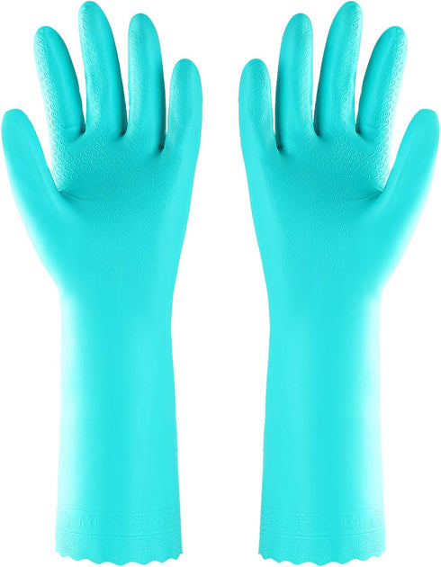 Elgood Reusable Dishwashing Cleaning Gloves with Latex free, Cotton lining,Kitchen Gloves 2 Pairs,Purple+blue Medium...