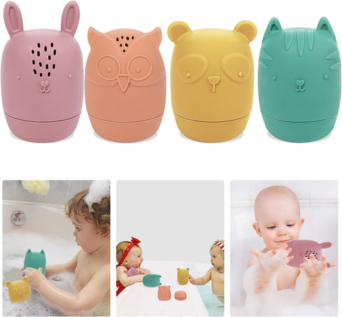 Gigilli Baby Bath Toys, Squeezable Silicone Bath Toys Water Table Spray Toys for Toddlers 6-12-18 Months, Non-Toxic Bathtub Toys for Infants Kids ...