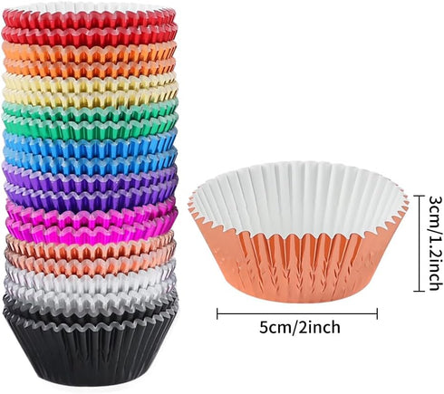 BAKHUK 500pcs Cupcake Liners for Baking, Foil Cupcake Liner, Standard Size 2 Inches 10 Colors Cupcakes Liners...