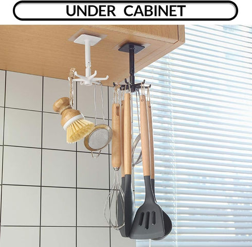 Aosome Under Cabinet Utensil Holder Hanger Hook for Kitchen and Bathroom 2 Pack Black & White...