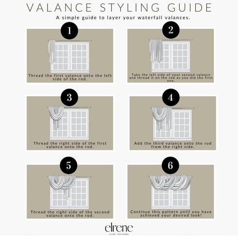 Elrene Home Fashions Versailles Room-Darkening Faux-Silk Waterfall Window Valance, Accessory for Bedroom or Living Room Windows with Rod Pocket Ta...