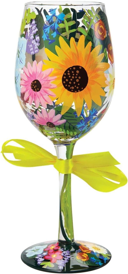 Enesco Designs by Lolita “Wildflowers” Hand-painted Artisan Wine Glass, 15 oz...