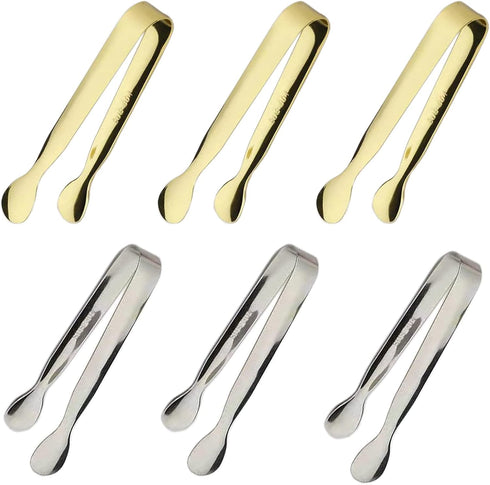 6PCS Ice Tongs Mini Sugar Tongs 4.25Inch Tongs for Serving Food Small Serving Tongs, Kitchen Tongs for Appetizers,Tea Party, Coffee Bar, Desserts ...
