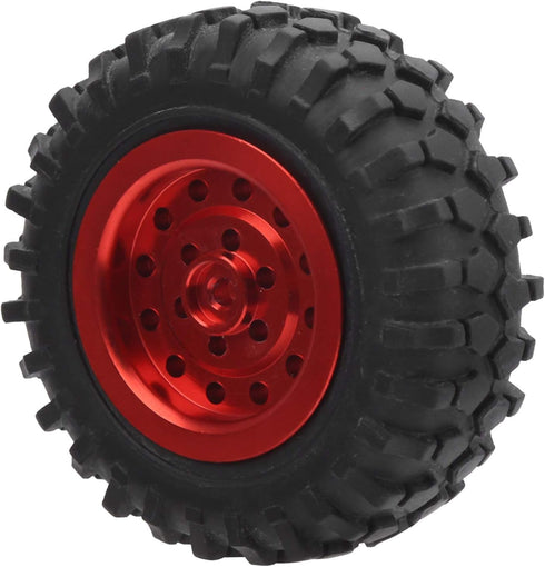 55mm/2.2in 1/10 Scale Rubber Tires & Wheel Rims AntiSkid Fit for D12 Model Parts (Red R)...
